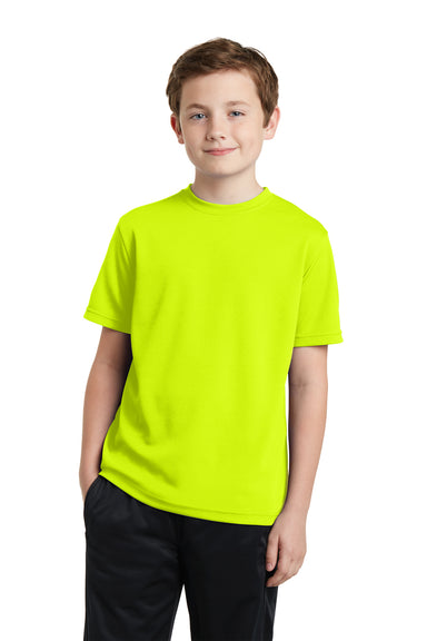 Sport-Tek YST340 Youth RacerMesh Moisture Wicking Short Sleeve Crewneck T-Shirt Neon Yellow Front