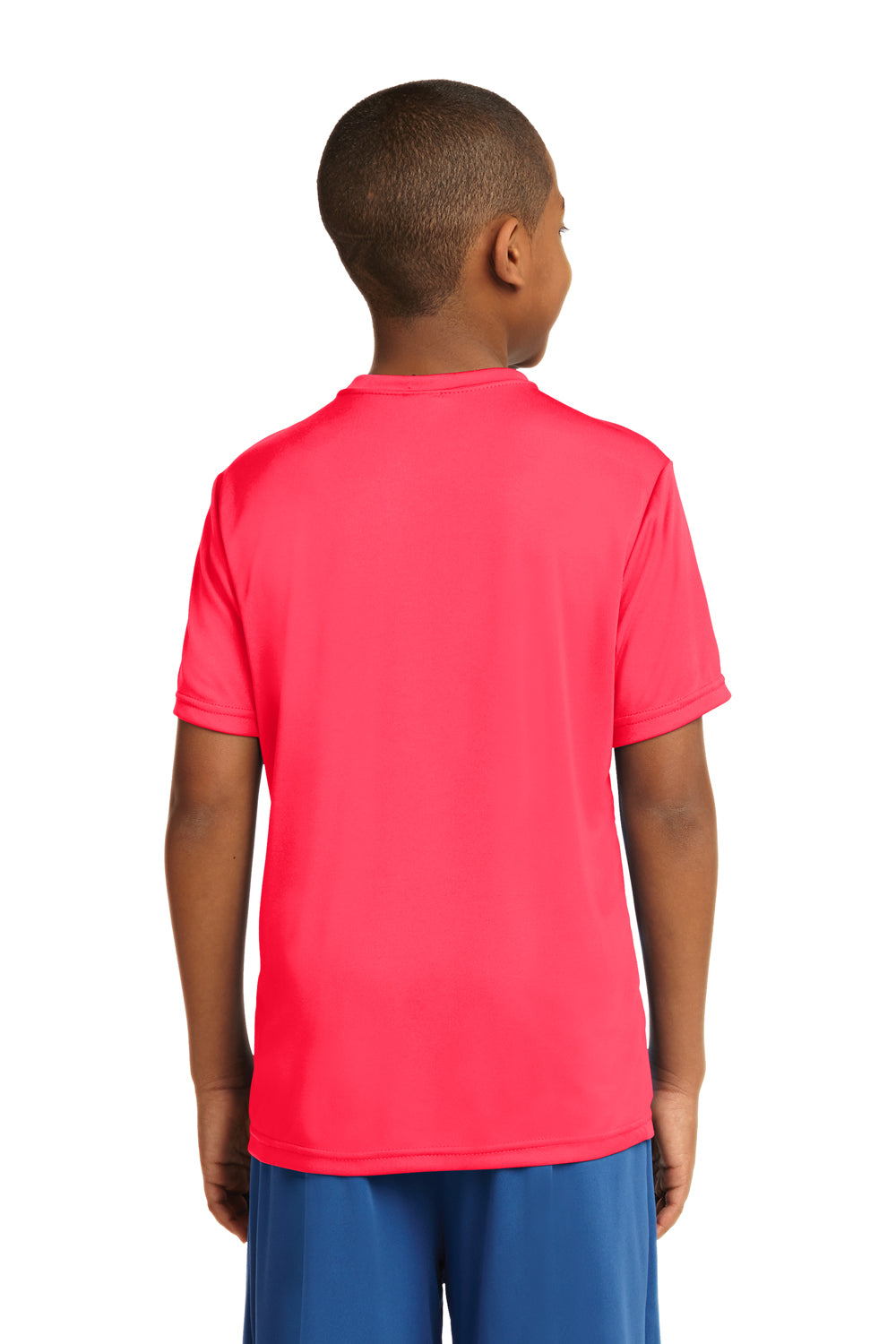 Sport-Tek YST350 Youth Competitor Moisture Wicking Short Sleeve Crewneck T-Shirt Hot Coral Pink Back