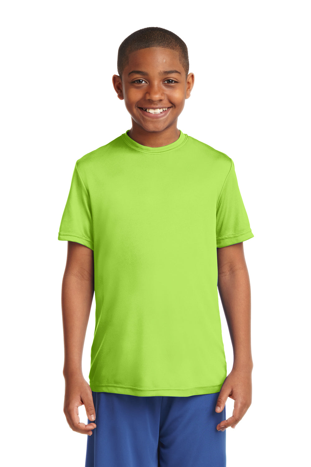 Sport-Tek YST350 Youth Competitor Moisture Wicking Short Sleeve Crewneck T-Shirt Lime Green Front
