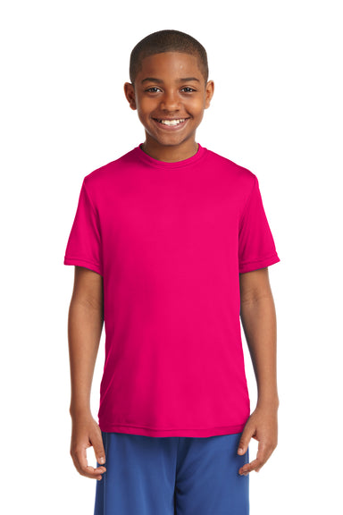 Sport-Tek YST350 Youth Competitor Moisture Wicking Short Sleeve Crewneck T-Shirt Fuchsia Pink Front