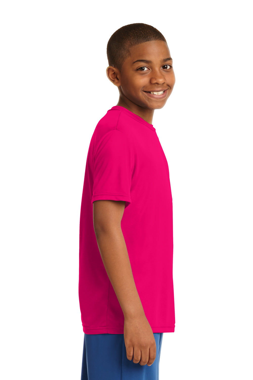Sport-Tek YST350 Youth Competitor Moisture Wicking Short Sleeve Crewneck T-Shirt Fuchsia Pink Side