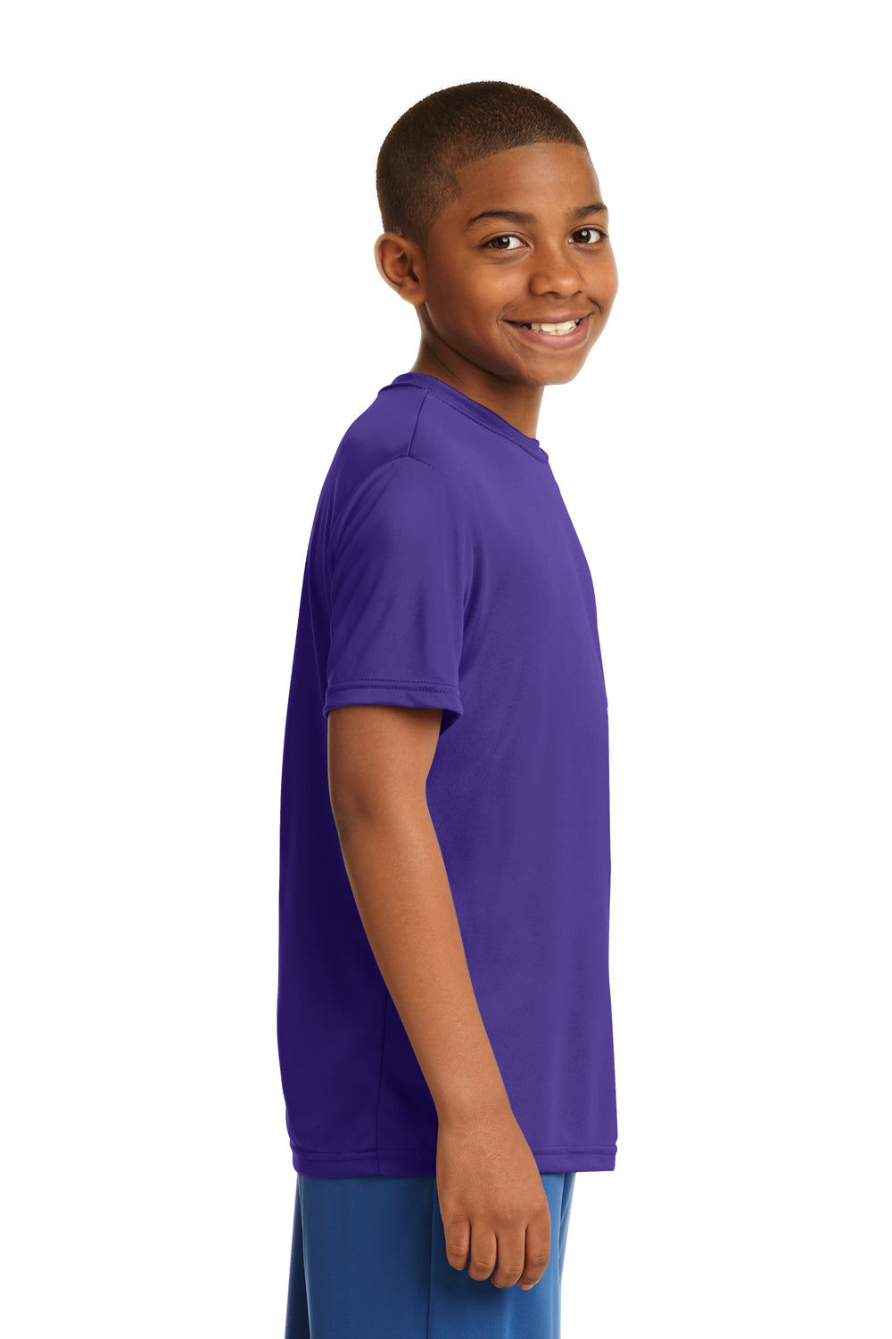 Sport-Tek YST350 Youth Competitor Moisture Wicking Short Sleeve Crewneck T-Shirt Purple Side