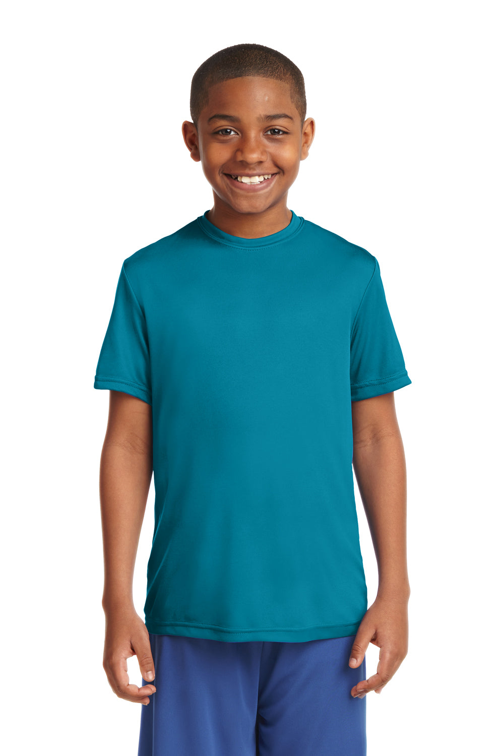 Sport-Tek YST350 Youth Competitor Moisture Wicking Short Sleeve Crewneck T-Shirt Tropic Blue Front