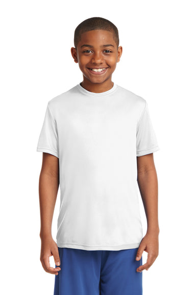Sport-Tek YST350 Youth Competitor Moisture Wicking Short Sleeve Crewneck T-Shirt White Front