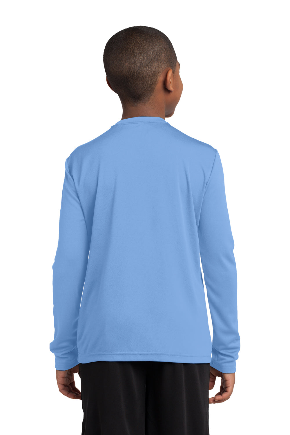 Sport-Tek YST350LS Youth Competitor Moisture Wicking Long Sleeve Crewneck T-Shirt Carolina Blue Back