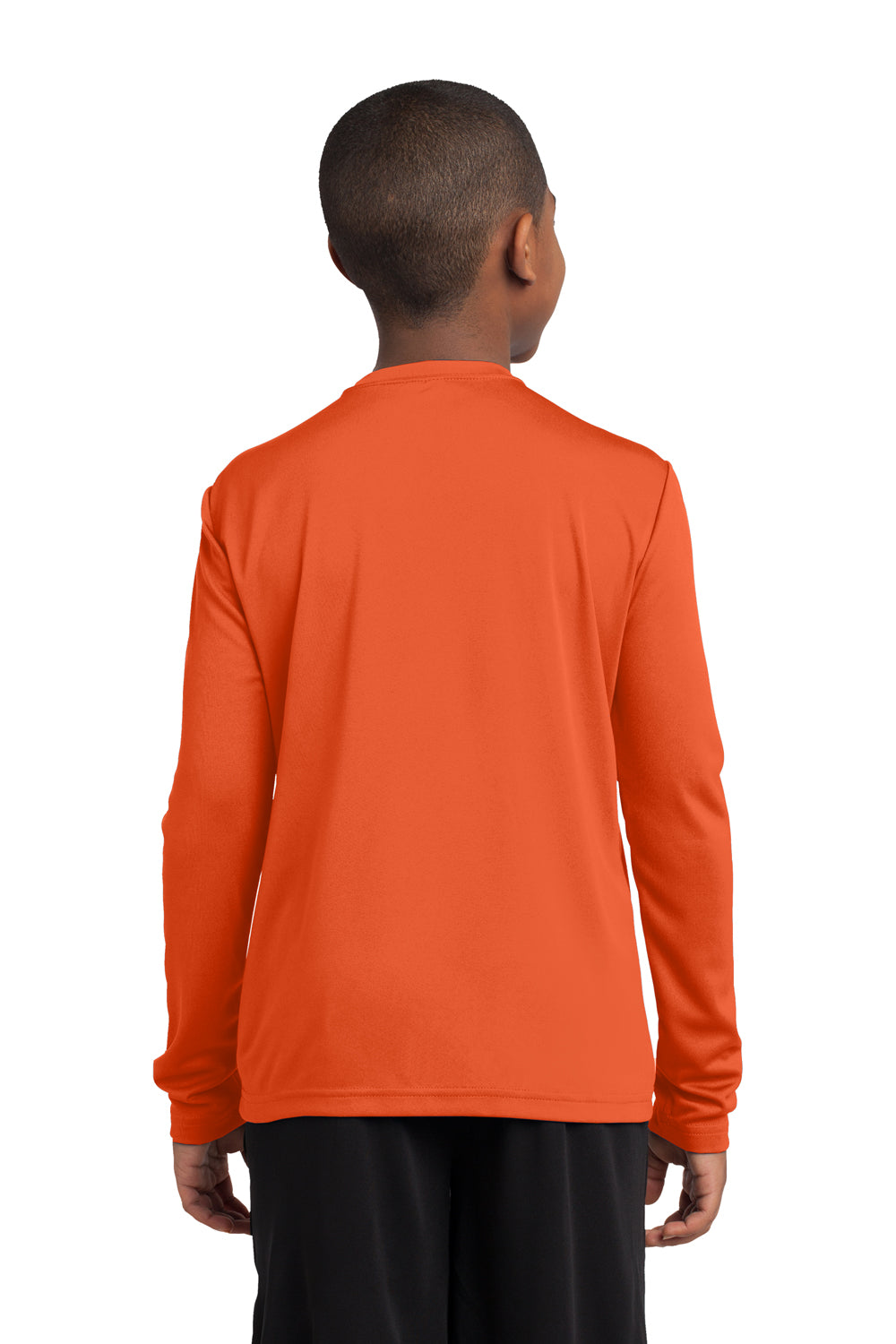 Sport-Tek YST350LS Youth Competitor Moisture Wicking Long Sleeve Crewneck T-Shirt Orange Back