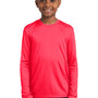 Sport-Tek Youth Competitor Moisture Wicking Long Sleeve Crewneck T-Shirt - Hot Coral Pink