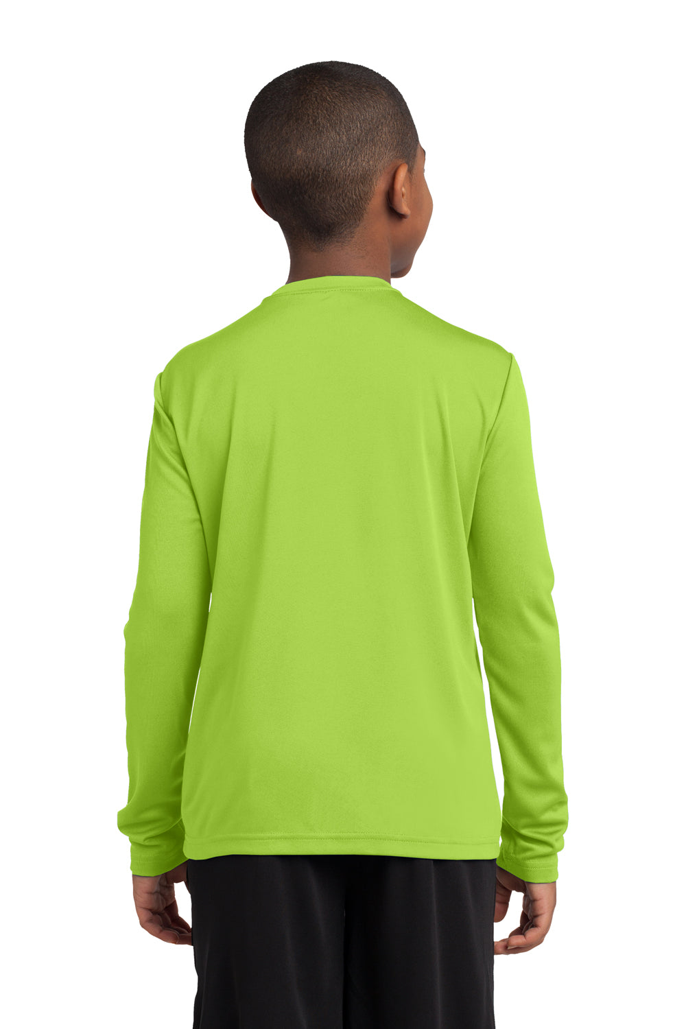 Sport-Tek YST350LS Youth Competitor Moisture Wicking Long Sleeve Crewneck T-Shirt Lime Green Back