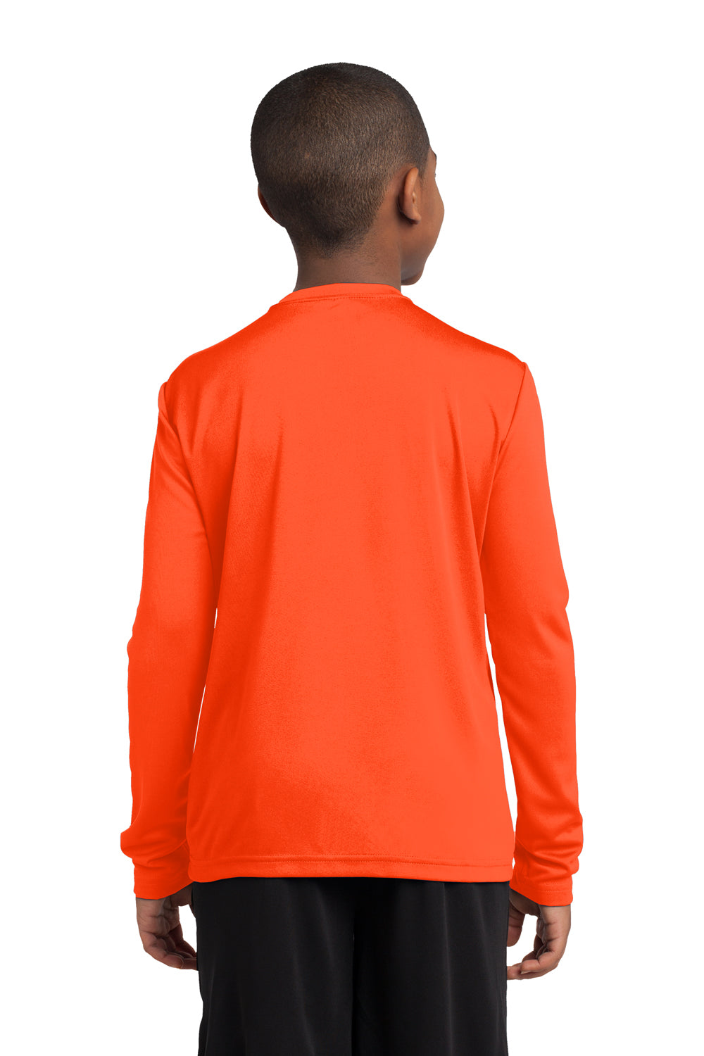 Sport-Tek YST350LS Youth Competitor Moisture Wicking Long Sleeve Crewneck T-Shirt Neon Orange Back
