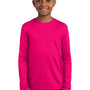 Sport-Tek Youth Competitor Moisture Wicking Long Sleeve Crewneck T-Shirt - Raspberry Pink