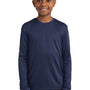 Sport-Tek Youth Competitor Moisture Wicking Long Sleeve Crewneck T-Shirt - True Navy Blue