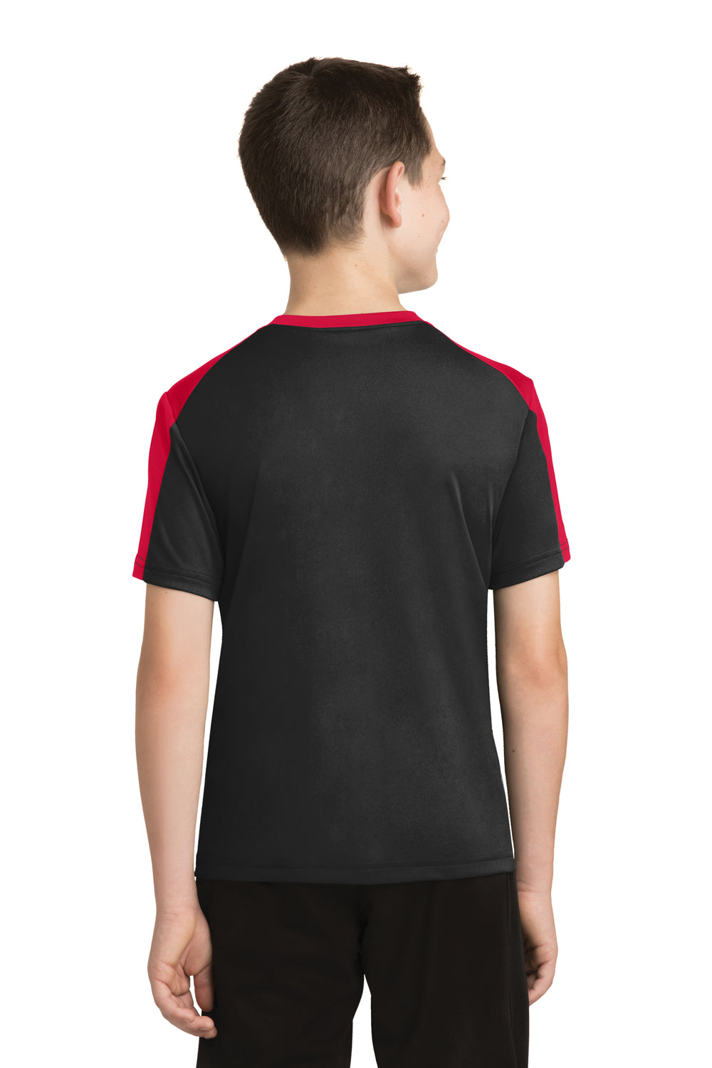 Sport-Tek YST354 Youth Competitor Moisture Wicking Short Sleeve Crewneck T-Shirt Black/Red Back