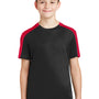 Sport-Tek Youth Competitor Moisture Wicking Short Sleeve Crewneck T-Shirt - Black/True Red - Closeout