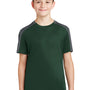 Sport-Tek Youth Competitor Moisture Wicking Short Sleeve Crewneck T-Shirt - Forest Green/Iron Grey - Closeout