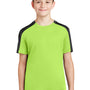 Sport-Tek Youth Competitor Moisture Wicking Short Sleeve Crewneck T-Shirt - Lime Shock Green/Black - Closeout