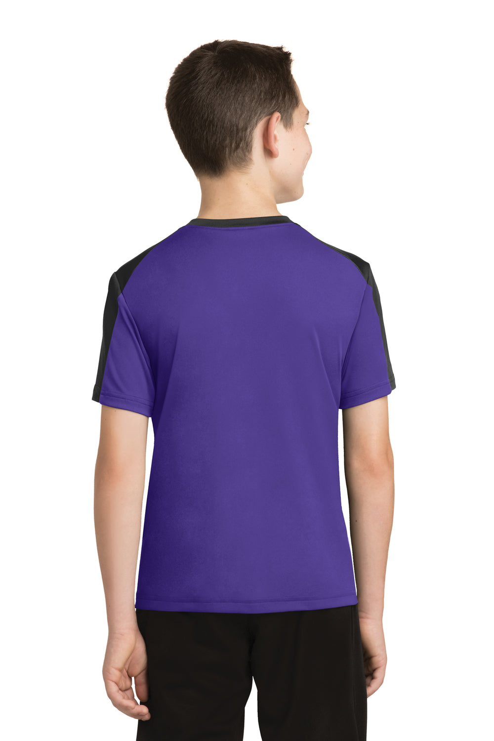 Sport-Tek YST354 Youth Competitor Moisture Wicking Short Sleeve Crewneck T-Shirt Purple/Black Back