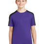 Sport-Tek Youth Competitor Moisture Wicking Short Sleeve Crewneck T-Shirt - Purple/Black - Closeout