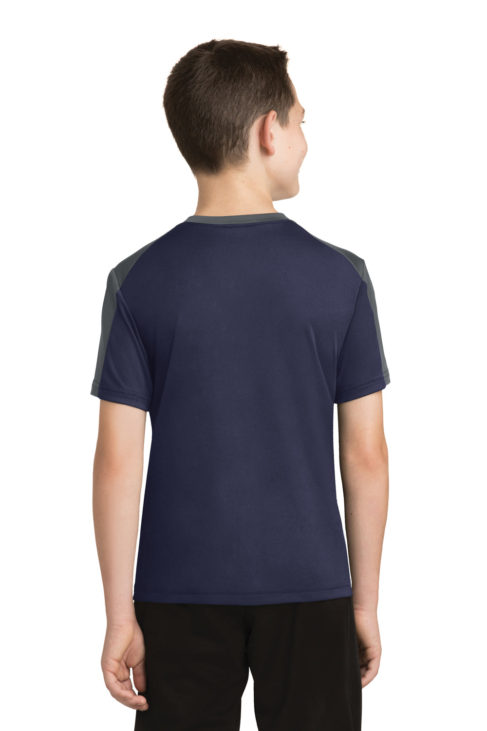 Sport-Tek YST354 Youth Competitor Moisture Wicking Short Sleeve Crewneck T-Shirt Navy Blue/Grey Back