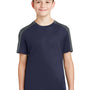 Sport-Tek Youth Competitor Moisture Wicking Short Sleeve Crewneck T-Shirt - True Navy Blue/Iron Grey - Closeout