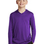 Sport-Tek Youth Competitor Moisture Wicking Long Sleeve Hooded T-Shirt Hoodie - Purple - Closeout