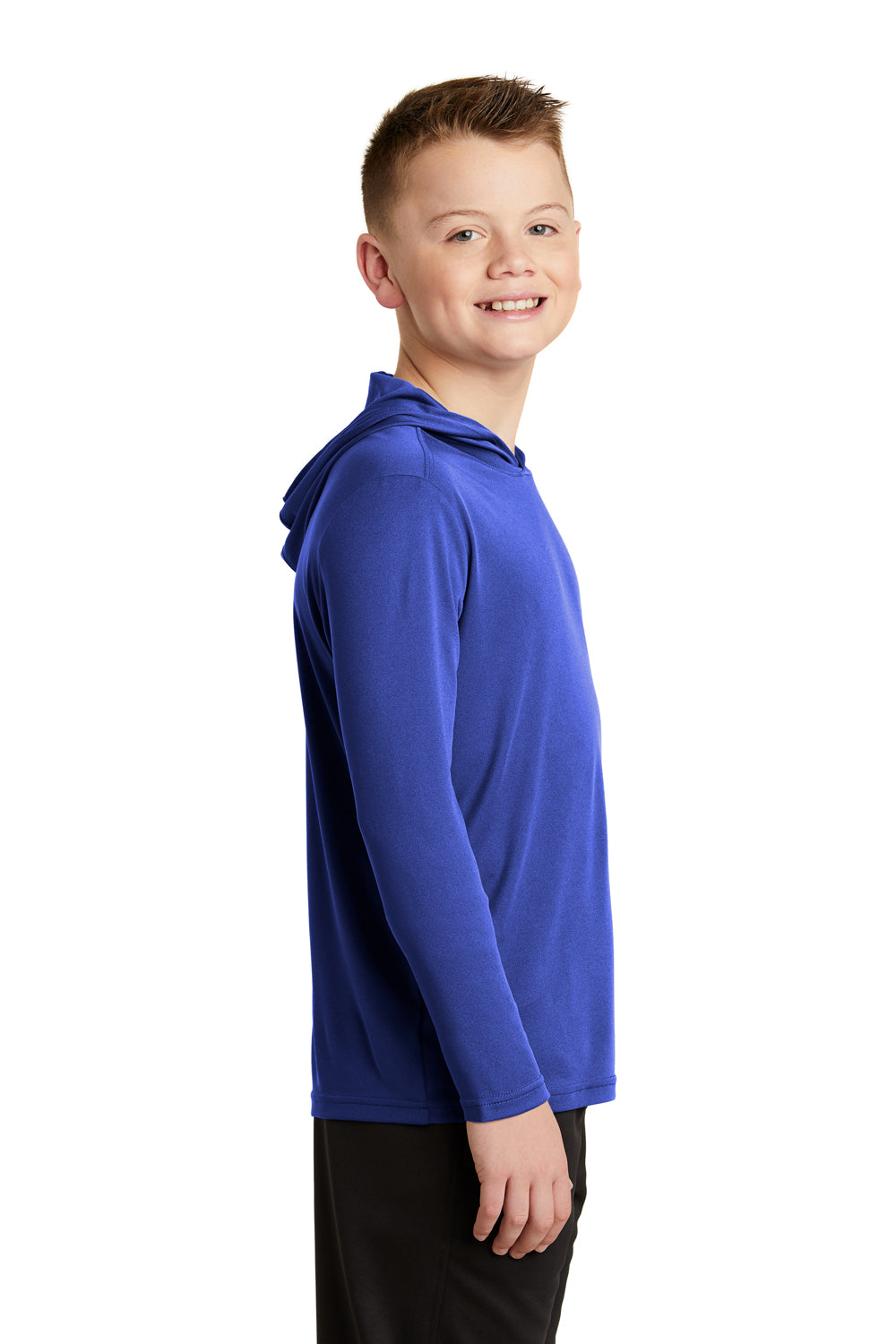 Sport-Tek YST358 Youth Competitor Moisture Wicking Long Sleeve Hooded T-Shirt Hoodie Royal Blue Side