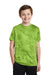 Sport-Tek YST370 Youth CamoHex Moisture Wicking Short Sleeve Crewneck T-Shirt Lime Green Front