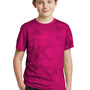 Sport-Tek Youth CamoHex Moisture Wicking Short Sleeve Crewneck T-Shirt - Raspberry Pink
