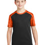 Sport-Tek Youth CamoHex Moisture Wicking Short Sleeve Crewneck T-Shirt - Black/Neon Orange - Closeout