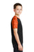 Sport-Tek YST371 Youth CamoHex Moisture Wicking Short Sleeve Crewneck T-Shirt Black/Orange Side