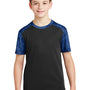 Sport-Tek Youth CamoHex Moisture Wicking Short Sleeve Crewneck T-Shirt - Black/True Royal Blue - Closeout