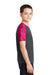 Sport-Tek YST371 Youth CamoHex Moisture Wicking Short Sleeve Crewneck T-Shirt Iron Grey/Fuchsia Pink Side