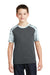 Sport-Tek YST371 Youth CamoHex Moisture Wicking Short Sleeve Crewneck T-Shirt Iron Grey/White Front