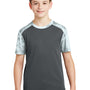 Sport-Tek Youth CamoHex Moisture Wicking Short Sleeve Crewneck T-Shirt - Iron Grey/White - Closeout
