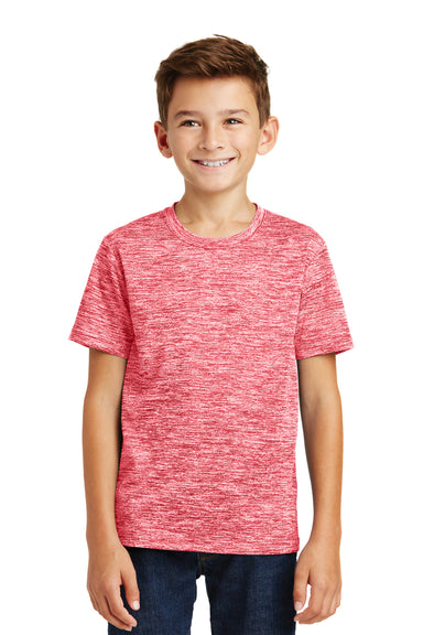 Sport-Tek YST390 Youth Electric Heather Moisture Wicking Short Sleeve Crewneck T-Shirt Red Front