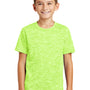 Sport-Tek Youth Electric Heather Moisture Wicking Short Sleeve Crewneck T-Shirt - Lime Shock Green Electric