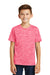 Sport-Tek YST390 Youth Electric Heather Moisture Wicking Short Sleeve Crewneck T-Shirt Fuchsia Pink Front