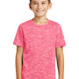 Sport-Tek Youth Electric Heather Moisture Wicking Short Sleeve Crewneck T-Shirt - Power Pink Electric