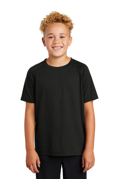 Sport-Tek YST400 Youth Moisture Wicking Short Sleeve Crewneck T-Shirt Black Front