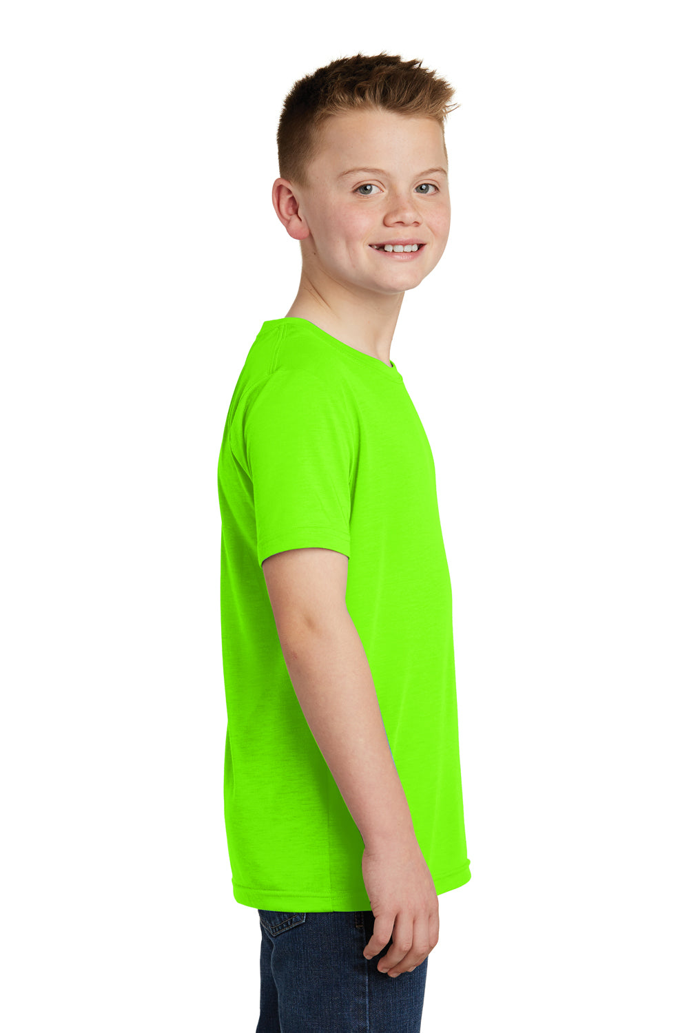 Sport-Tek YST450 Youth Competitor Moisture Wicking Short Sleeve Crewneck T-Shirt Neon Green Side