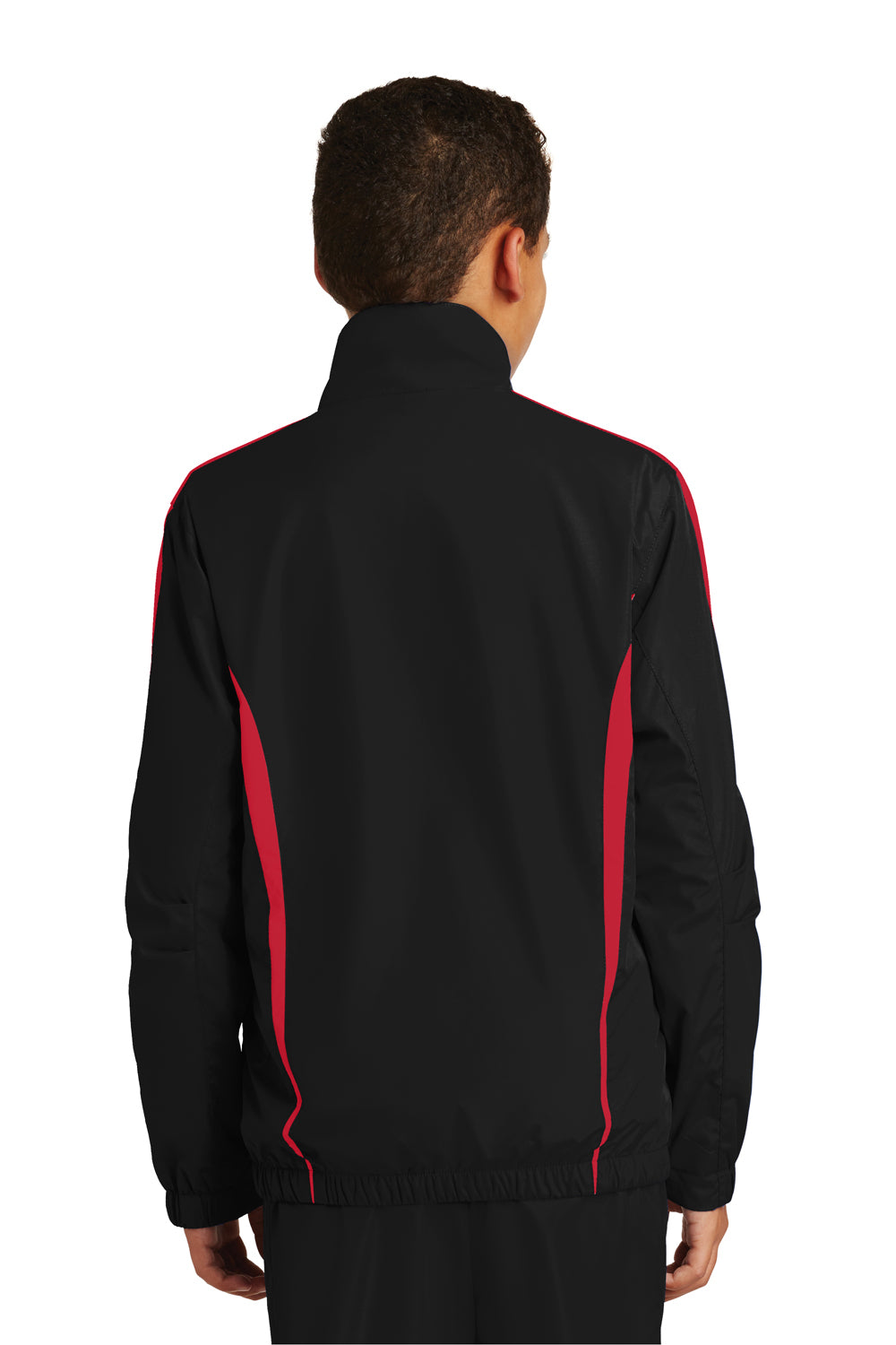 Sport-Tek YST60 Youth Water Resistant Full Zip Jacket Black/Red Back