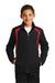 Sport-Tek YST60 Youth Water Resistant Full Zip Jacket Black/Red Front
