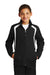 Sport-Tek YST60 Youth Water Resistant Full Zip Jacket Black/White Front