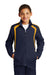 Sport-Tek YST60 Youth Water Resistant Full Zip Jacket Navy Blue/Gold Front