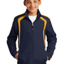 Sport-Tek Youth Water Resistant Full Zip Jacket - True Navy Blue/Gold