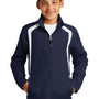 Sport-Tek Youth Water Resistant Full Zip Jacket - True Navy Blue/White