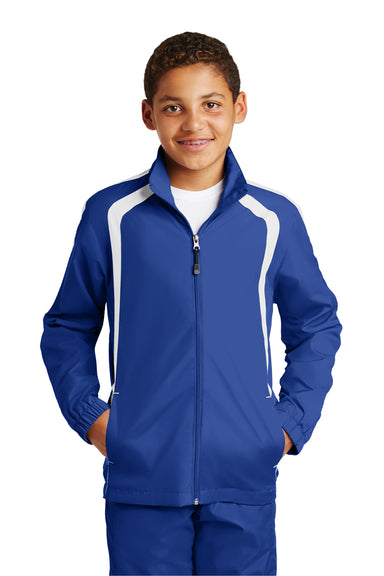 Sport-Tek YST60 Youth Water Resistant Full Zip Jacket Royal Blue/White Front