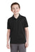 Sport-Tek YST640 Youth RacerMesh Moisture Wicking Short Sleeve Polo Shirt Black Front