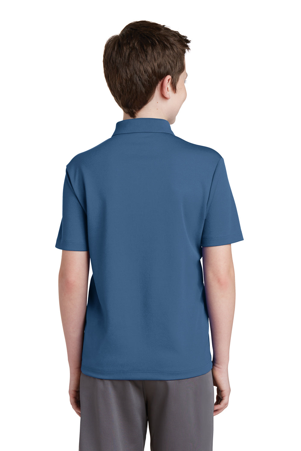 Sport-Tek YST640 Youth RacerMesh Moisture Wicking Short Sleeve Polo Shirt Dawn Blue Back