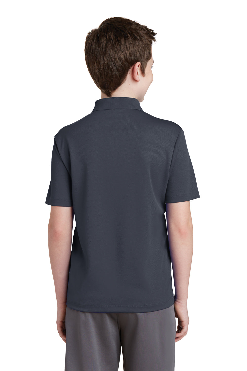 Sport-Tek YST640 Youth RacerMesh Moisture Wicking Short Sleeve Polo Shirt Graphite Grey Back