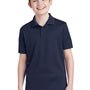 Sport-Tek Youth RacerMesh Moisture Wicking Short Sleeve Polo Shirt - True Navy Blue